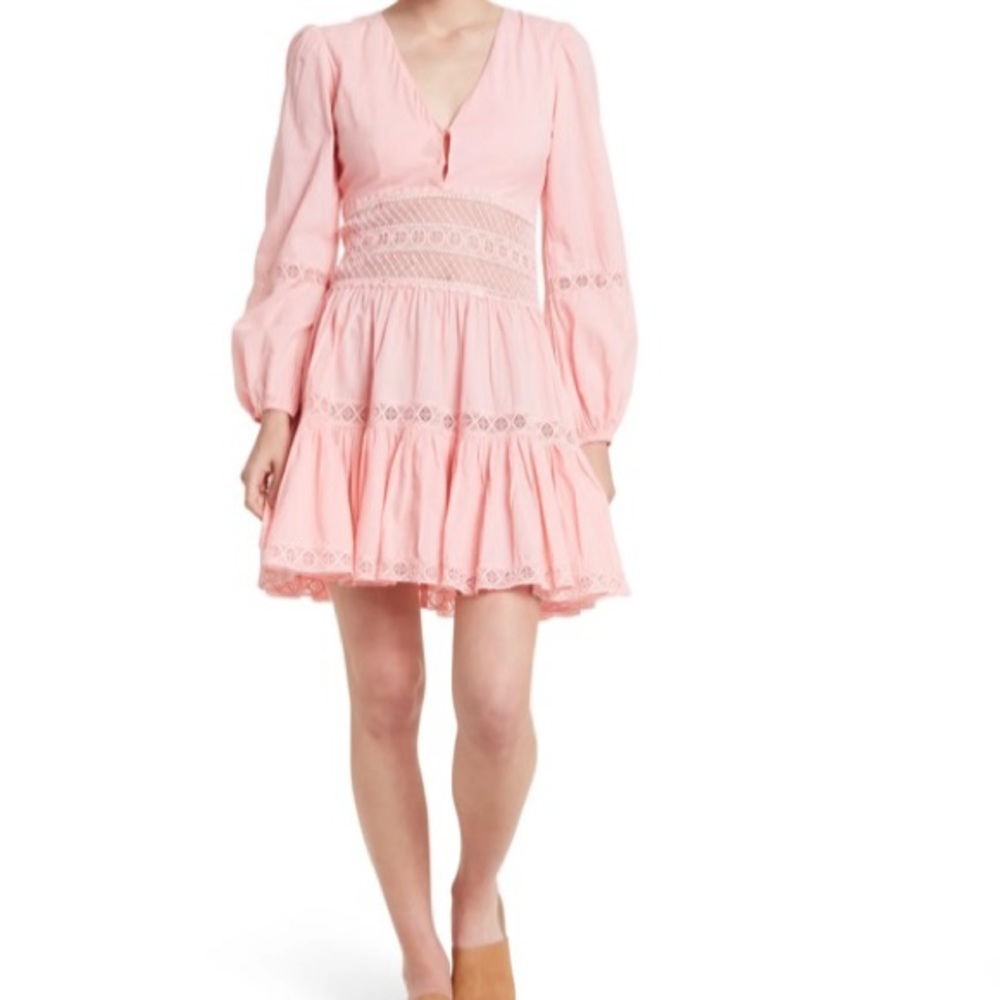 Crochet Waist Long Sleeve Dress  NWOT
